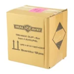 REAL AVID TRI-MAX CLP 4OZ 12PK PDQ brown cardboard case shown from front and side
