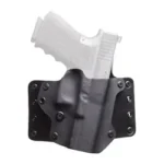 BlackPoint Tactical BLK PNT LTHR WING FOR GLK 19 RH BLK, black holster with white pistol, front view