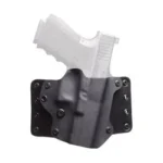 BlackPoint Tactical BLK PNT LTHR WING FOR GLK 17 RH BLK, black holster with white pistol, front view