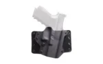BlackPoint Tactical BLK PNT LTHR WING FOR GLK 17 RH BLK, black holster with white pistol, front view