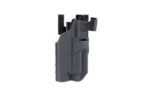 BLACKPOINT SLCK DTY LT-H FOR GLK 17, black molded holster with belt attachments, angled side view