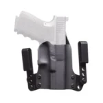 BlackPoint Tactical Mini Wing for GLK 19 RH BLK, black holster front view with belt clips