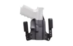 BlackPoint Tactical Mini Wing for GLK 19 RH BLK, black holster front view with belt clips