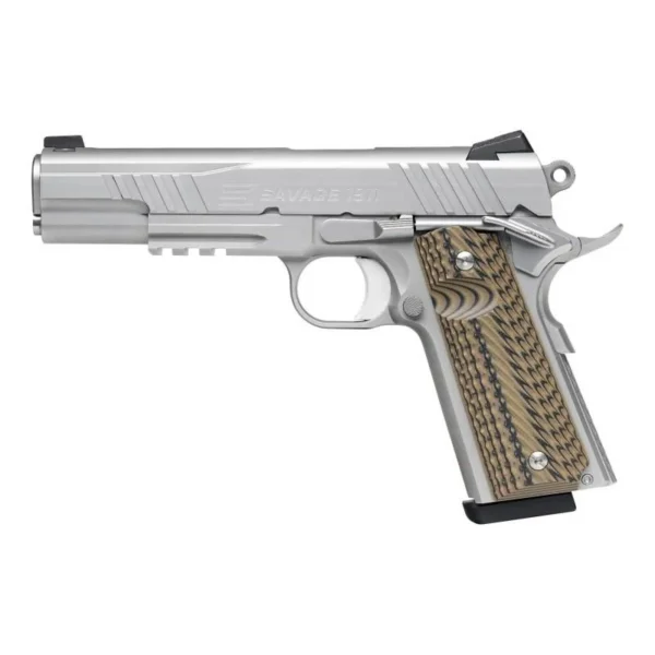 Savage Arms Savage 1911 Gov't Style Handgun .45 Auto 8rd Magazines (1) 5" Barrel Stainless Steel with Rail - DEMO
