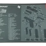 TEKMAT HK CC9 GUN CLEANING MAT gray mat, top view with parts diagram and text