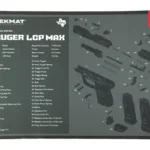 TEKMAT RUGER LCP MAX CLEANING MAT gray mat, top view with parts diagram and text