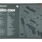 TEKMAT TAURUS GX4 CLEANING MAT, gray top view with firearm parts diagram and red logo