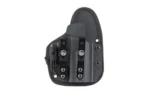HOFTAC OMNICARRY IWB MICRO RH black holster, front view with two belt clips and rounded backer