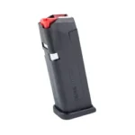 Global Ordnance GO MAG FOR GLOCK 19 15RD BLACK angled side view with red follower