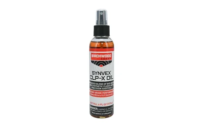 primary-7618 Birchwood Casey B/C SYNVEX CLP-X 6OZ SPRAY, amber bottle with black spray nozzle, front view