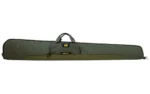 MUDDY Pathfinder shotgun case, green side view with black handles and full-length zipper