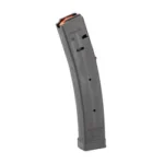 Global Ordnance GO MAG Stribog, black angled view of curved magazine with orange follower