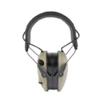 WALKER'S RAZOR XTRM DIGITAL MUFF FDE tan front view with black padded headband and slim ear cups