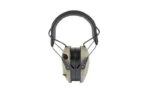 WALKER'S RAZOR XTRM DIGITAL MUFF FDE tan front view with black padded headband and slim ear cups