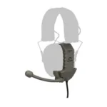 WALKER'S RAZOR COM LINK W/PTT FDE, flat dark earth side view with boom microphone and cable