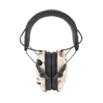 Walker's WALKERS RZR SLM ELEC MUFF FRG SKN TN, tan camouflage front view with black headband