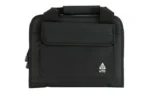 UTG Deluxe Double Pistol Case black front view with handle, zippered edge and logo