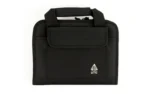 UTG DELUXE SINGLE PISTOL CASE BLK black zippered soft case, front view with carry handle