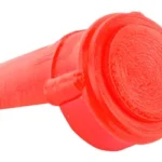 UTG Model 4/AR15 receiver wedge, red, angled side view with round base and tapered projection