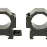 UTG PRO MAX 1" LOW 2PC PCTNNY RNGS, two black scope rings with mounting hardware, front view
