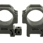 UTG PRO MAX 30MM MED 2PC PCTNNY RNGS, black pair in front view with clamp nuts