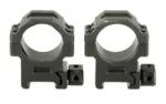 UTG PRO MAX 30MM MED 2PC PCTNNY RNGS, black pair in front view with clamp nuts