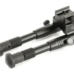 UTG SHOOTERS SWAT BIPOD, black folded view with twin legs and rail mount