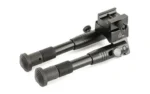 UTG SHOOTERS SWAT BIPOD, black folded view with twin legs and rail mount