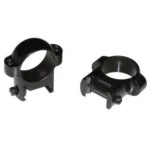 Burris Zee Rings Weaver-Style, two gloss black scope rings in angled view