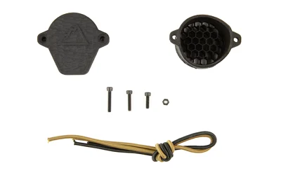 One Hundred Concepts OHC SCOPECAP PRO 34MM, black front and honeycomb views, screws and cord