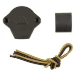 One Hundred Concepts LightCap Large black cap, side view sleeve and looped tan-black cord