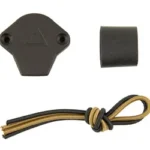 One Hundred Concepts OHC LIGHTCAP SMALL black cap, side view sleeve and looped tan-black cord