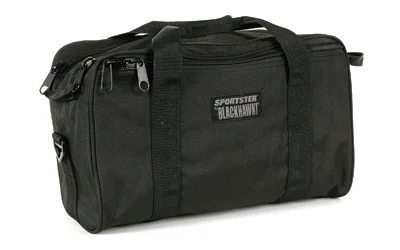 primary-7733 BLACKHAWK BH SPRTSTR PSTL RANGE BAG BLK black front view with handles, zip pockets and logo
