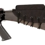 BLACKHAWK BH CHEEKPAD BLK black right-side view mounted on a rifle stock with lace-up cords