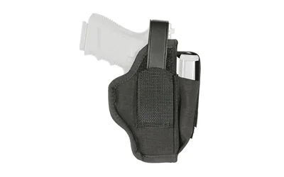 primary-7744 BLACKHAWK BH Ambi Holster with Mag Size 6, black side view holding handgun and magazine