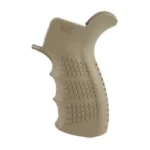 UTG PRO AR15 AMBID PISTOL GRIP, FDE side view with finger grooves and textured panels