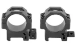 UTG PRO MAX 30MM LOW 2PC PCTNNY RNGS, black pair in front view with square clamp nuts