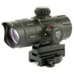 UTG 4.2" ITA T-DOT W/QD MOUNT RD/GRN, black angled side view with lens and adjustment knob