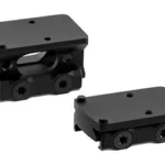 UTG MOUNT FOR RMR ABS CO-WITNESS BLK, black mount shown in two angled views with plates and screws