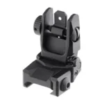 UTG PRO REAR SIGHT FLIP-UP PICATINNY, black rear three-quarter view with aperture sight raised