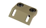 ARISAKA OFFSET SCOUT MOUNT M-LOK FDE, tan top angled view with two black screws and mounting slots