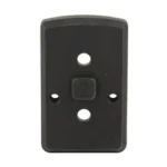 Arisaka Offset Optic Plate 2 RMR/SRO, black front view with four mounting holes