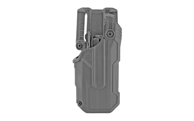 primary-8097 Blackhawk T-SER L3D black right-hand holster, angled front view with retention hood