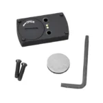 Burris T.M.P.R. Battery Pack Riser, top view with battery, screws and hex key