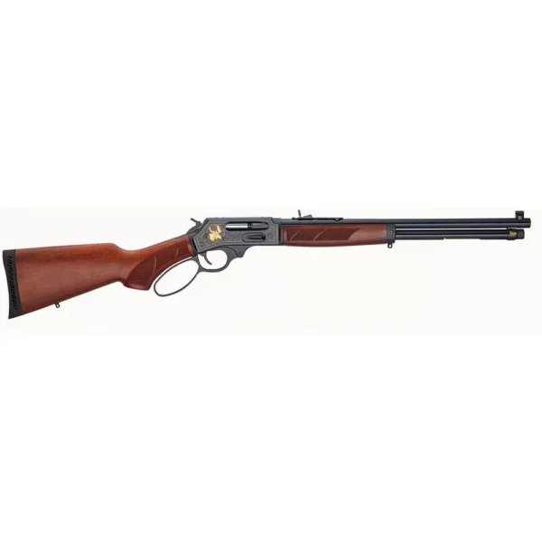 HENRY H10 CLASSIC WILD rifle, right-side view with brown stock, lever action and black barrel