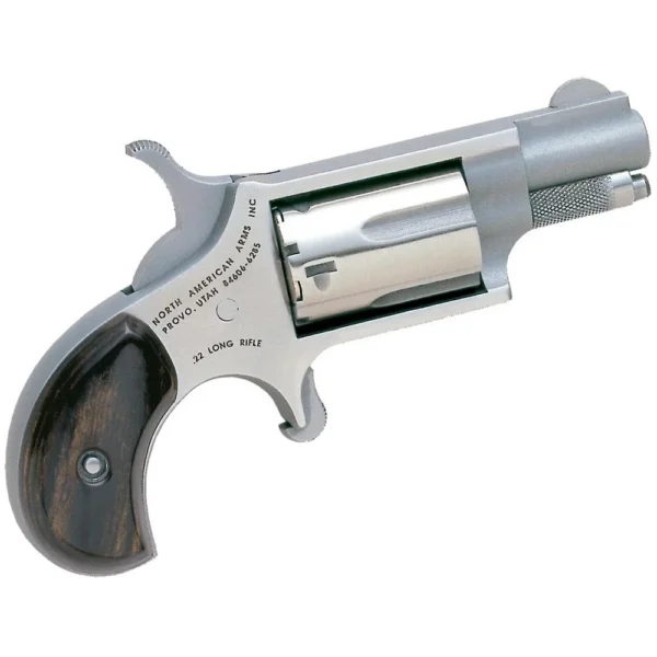 North American Arms NAA 22LR Mini Revolver Handgun .22 LR 5rd Capacity 1.125" Barrel Silver with Wood Grip