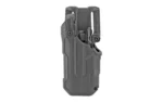 BLACKHAWK BH T-SER L3D holster, black angled front view with retention hardware