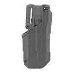 Blackhawk T-SER L2D black right-hand holster, angled front view with retention hood