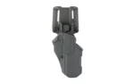 BLACKHAWK BH T-SER L2C OVERT black right-hand holster, front view with belt attachment