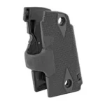 Crimson Trace Corporation CTC LASERGRIP Kimber Micro black grip, angled side view with activation button